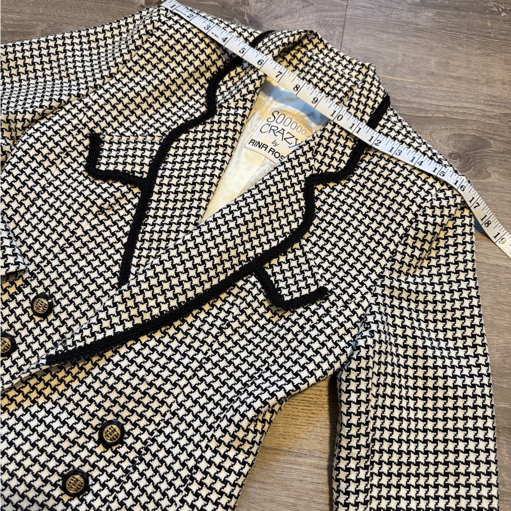 So Crazy by Rina Rossi Women's Black and White Houndstooth Blazer- Size 4 - Picture 12 of 14